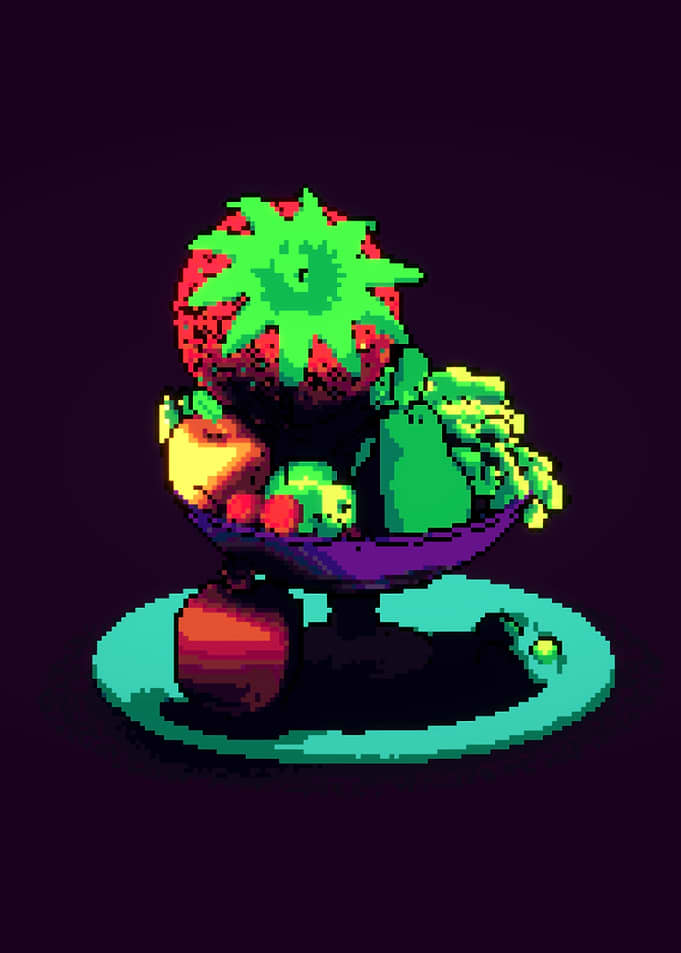 Pixel Art Still Life of Fruit