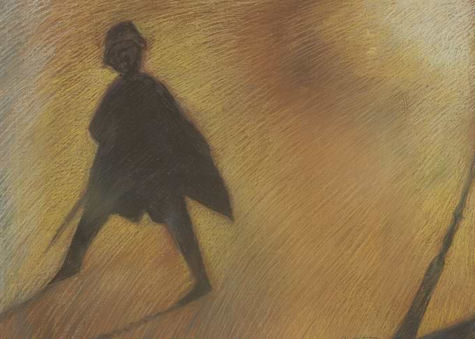 Silhouette of a person walking