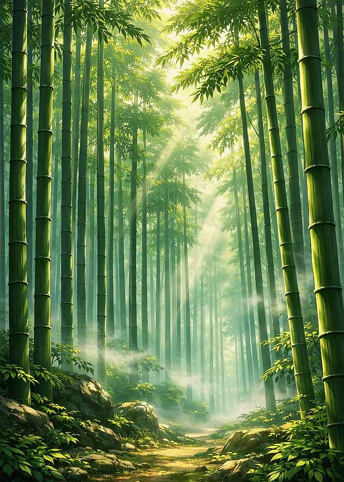 Misty Bamboo Forest Path