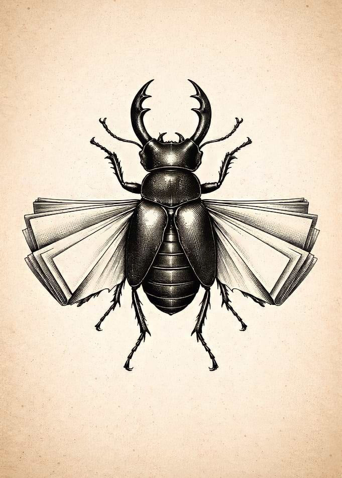 Stag Beetle with Book Wings