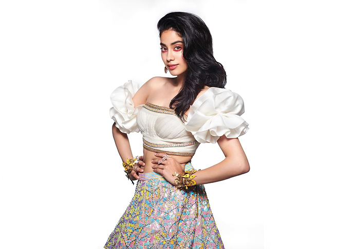 Janhvi Kapoor in Off-Shoulder Top and Skirt