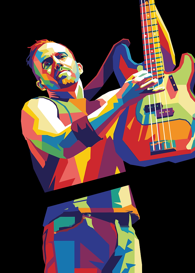 Dave Farrell Colorful Bass Player Portrait
