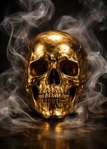 Golden Skull with Smoke