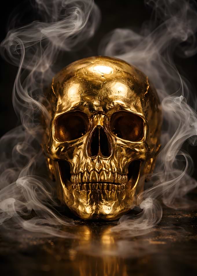 Golden Skull with Smoke