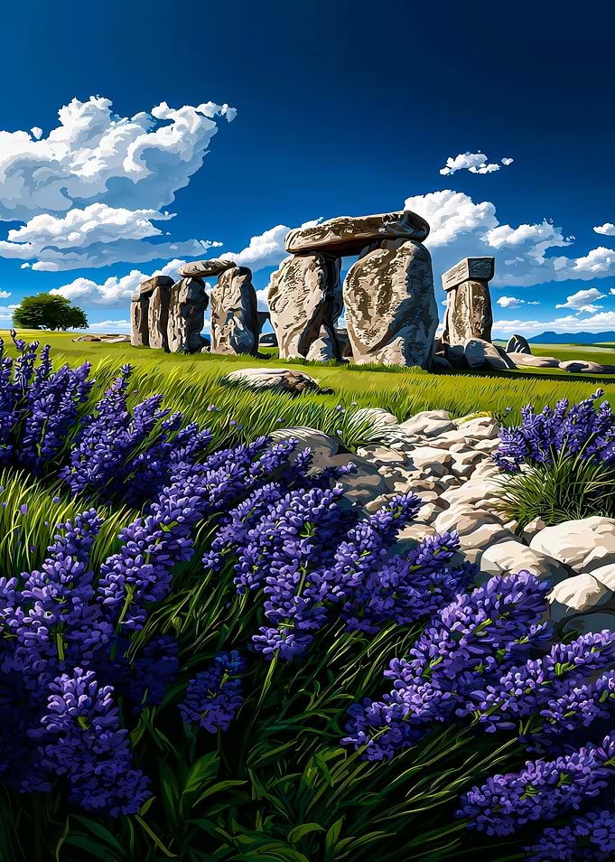 Stonehenge with Lavender Field