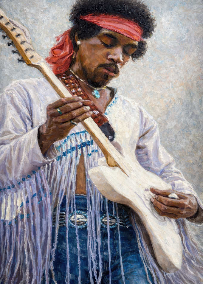 Jimi Hendrix Playing Guitar