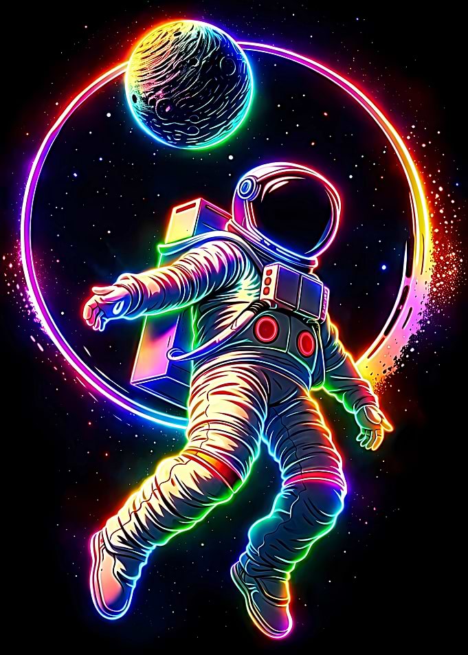 Astronaut in Neon Space