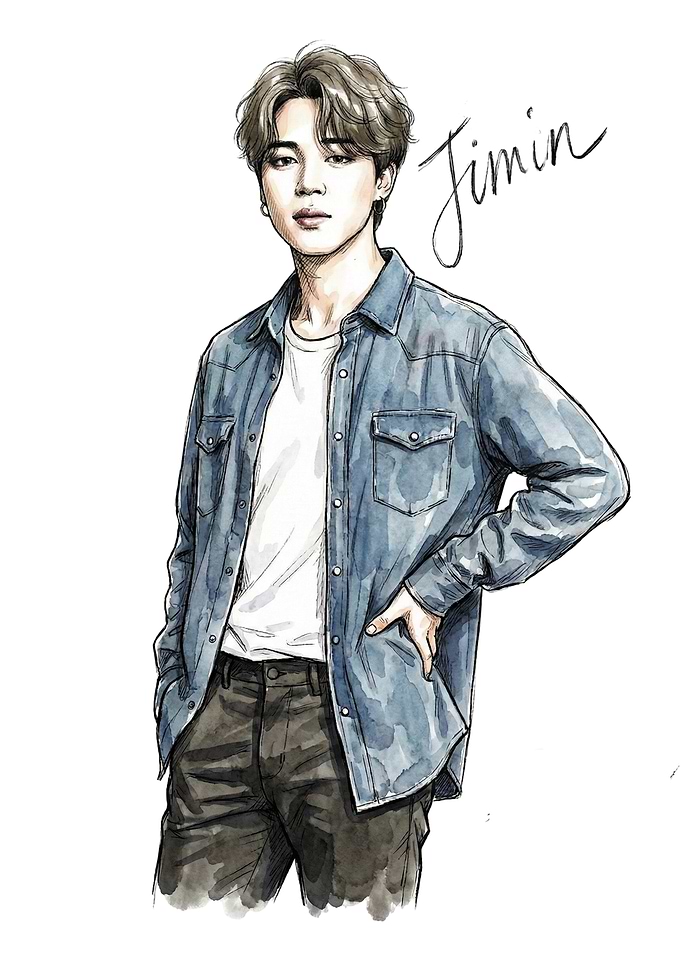 Jimin watercolor illustration