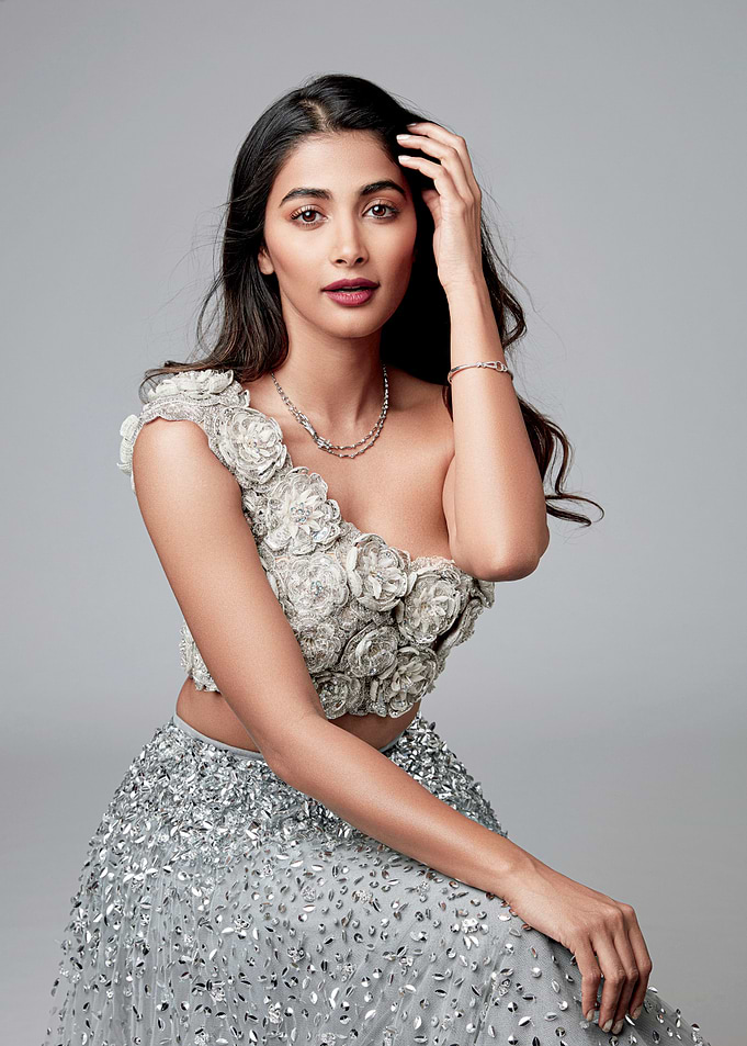Pooja Hegde in a sequined outfit
