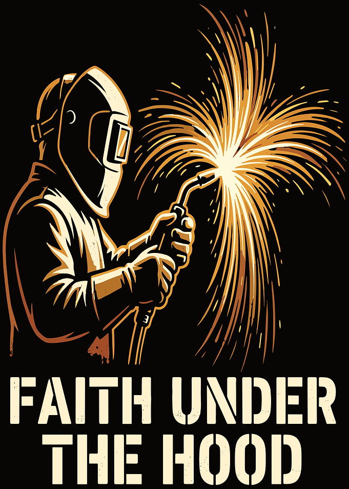 Welder with Faith Under the Hood
