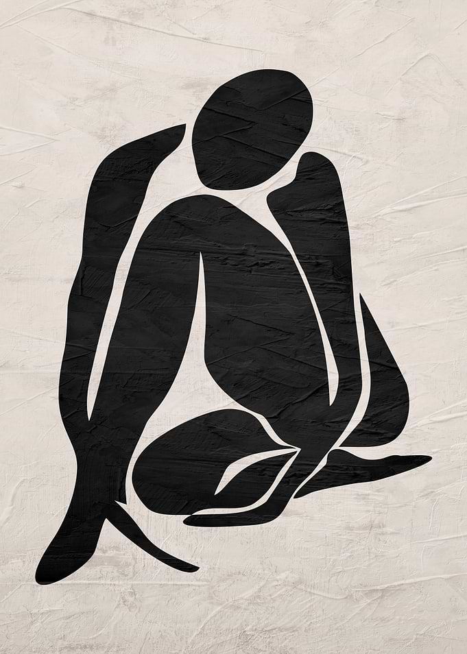 Abstract Black Figure on Textured Background