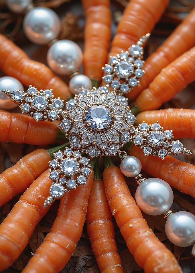 Carrots with Jewelry and Pearls