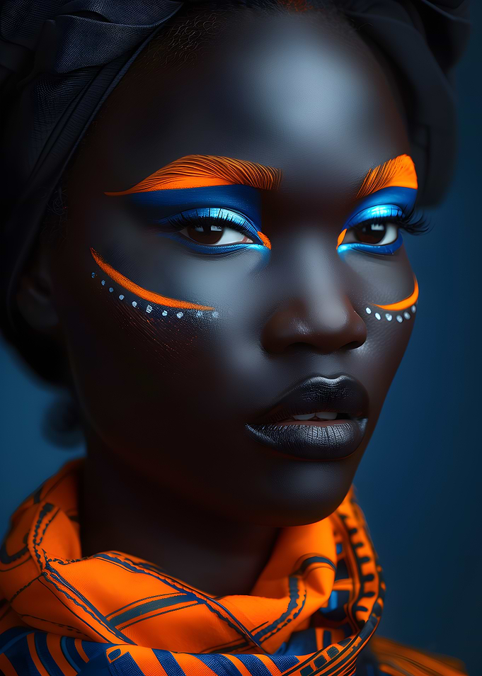 African Woman with Vibrant Makeup