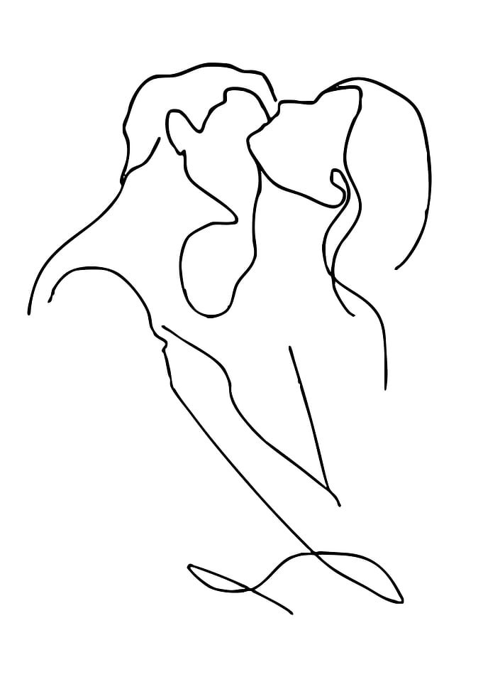 Couple Kissing Line Art