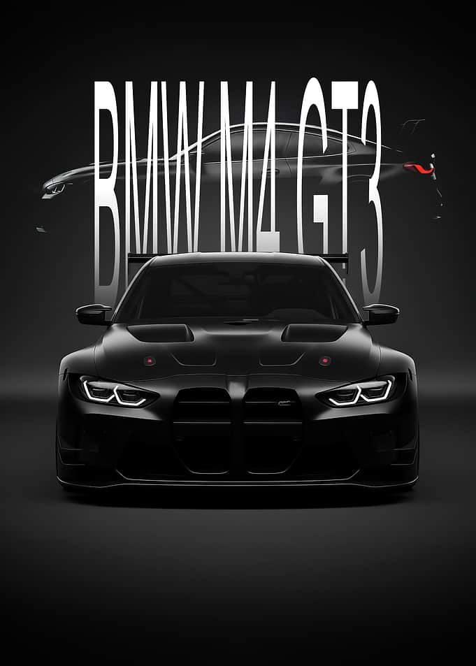 black BMW M4 GT3 Car psoter