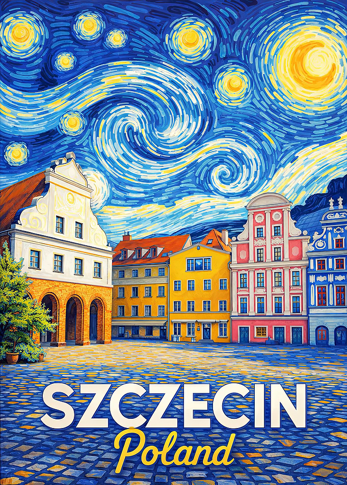 Szczecin Poland Starry Night Painting