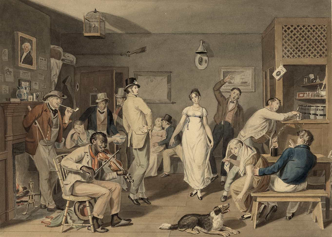 19th Century Tavern Scene with Music and Dancing