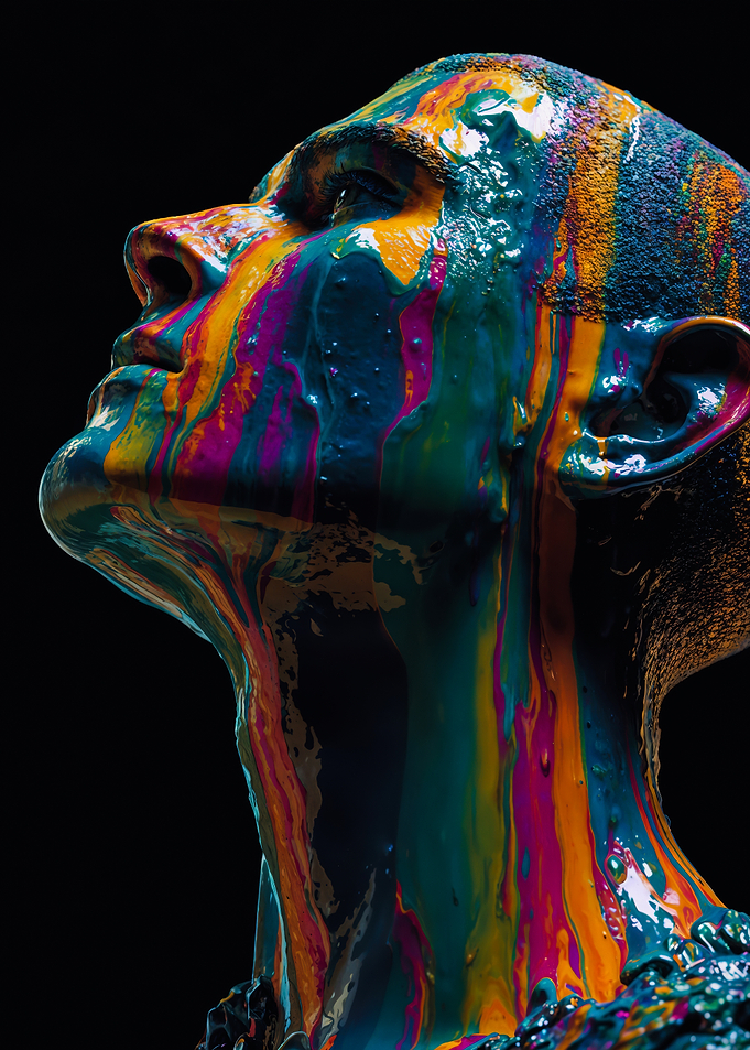 Vibrant Drip Paint Male Portrait