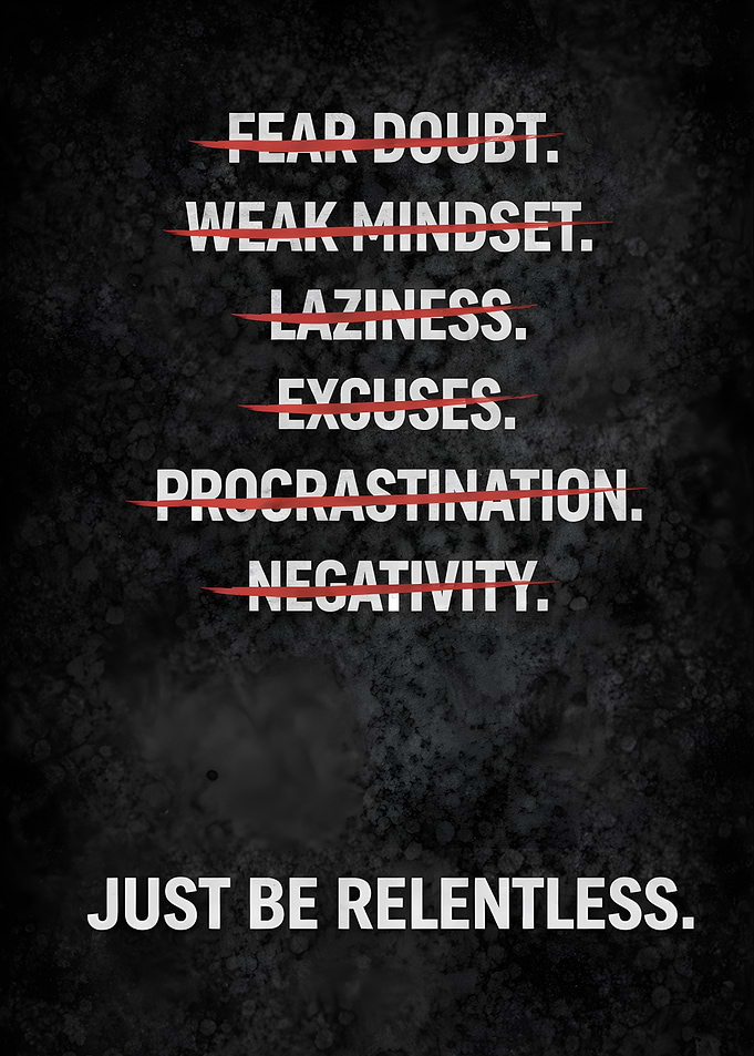Just Be Relentless Motivational Poster