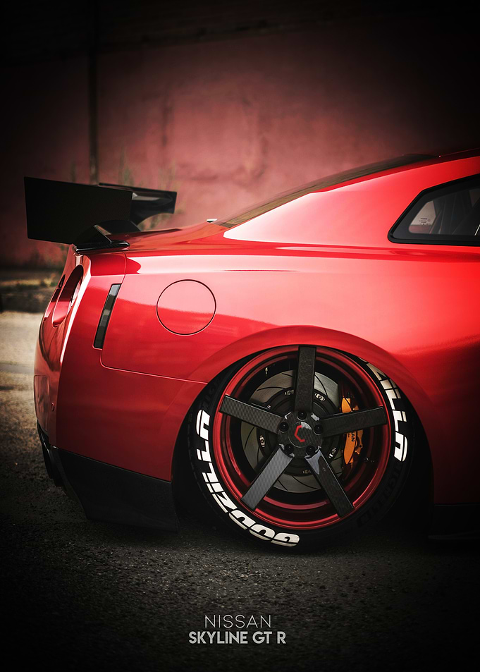 Red Nissan Skyline GT-R Poster