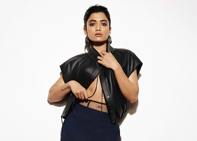 Rashmika Mandanna in Black Leather Vest