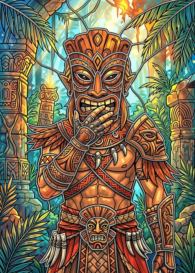 Tiki Warrior in Jungle Ruins