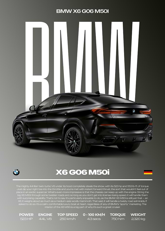 BMW X6 G06 M50i Car Poster
