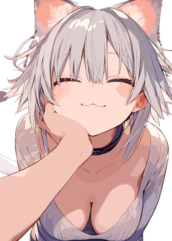 Anime Girl with Cat Ears Being Petted