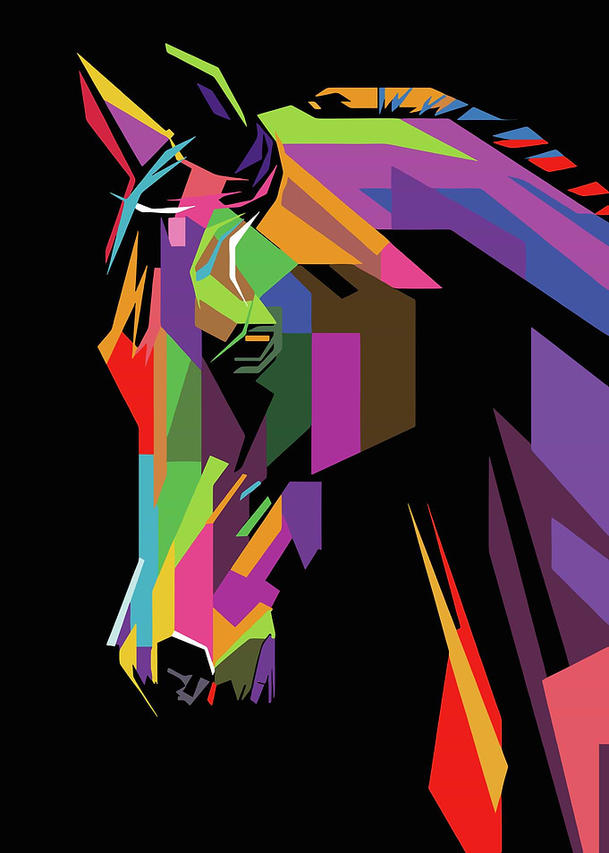 Colorful Geometric Horse Portrait