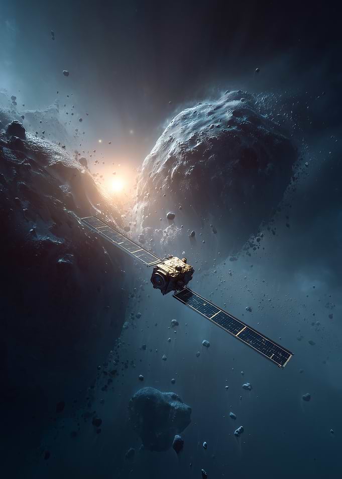 Spacecraft Navigating Asteroid Field