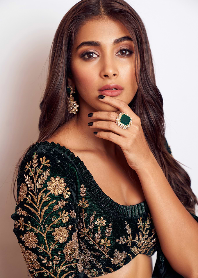 Pooja Hegde in Emerald Green Outfit