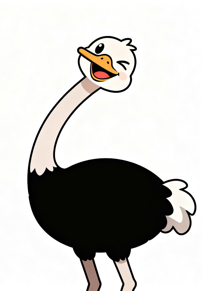 Cute Winking Ostrich Cartoon