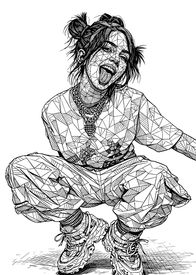 Billie Eilish Geometric Line Art