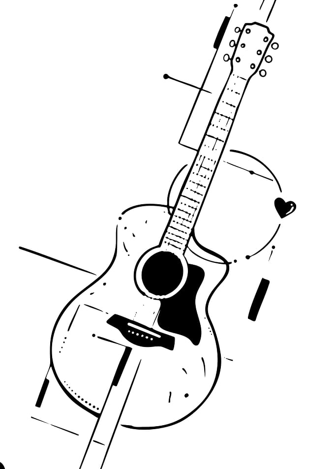 Abstract Guitar with Heart