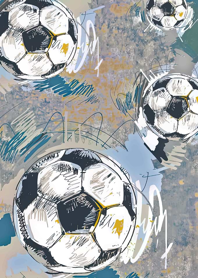 Soccer Balls with Abstract Background