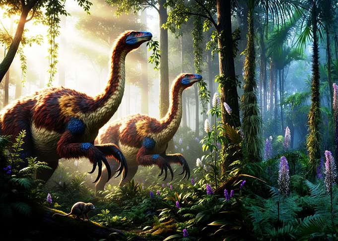 Therizinosaurus in a Lush Forest