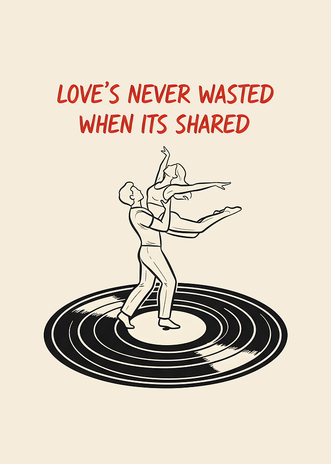 Couple dancing on a vinyl record
