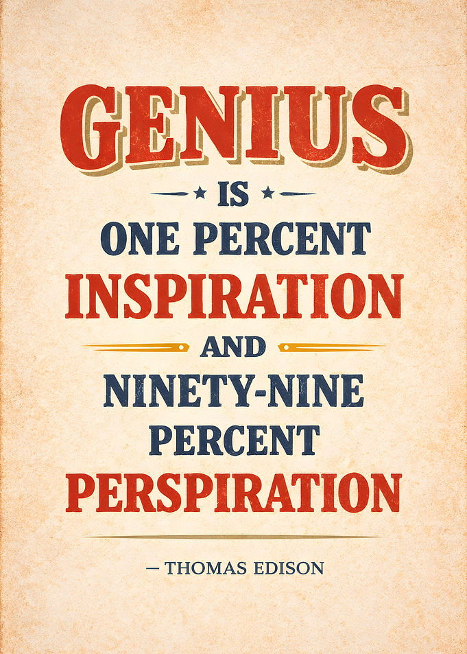 Thomas Edison Genius Quote Poster