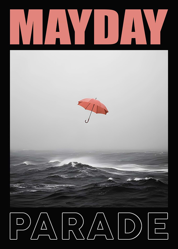 Parade Umbrella Over Ocean