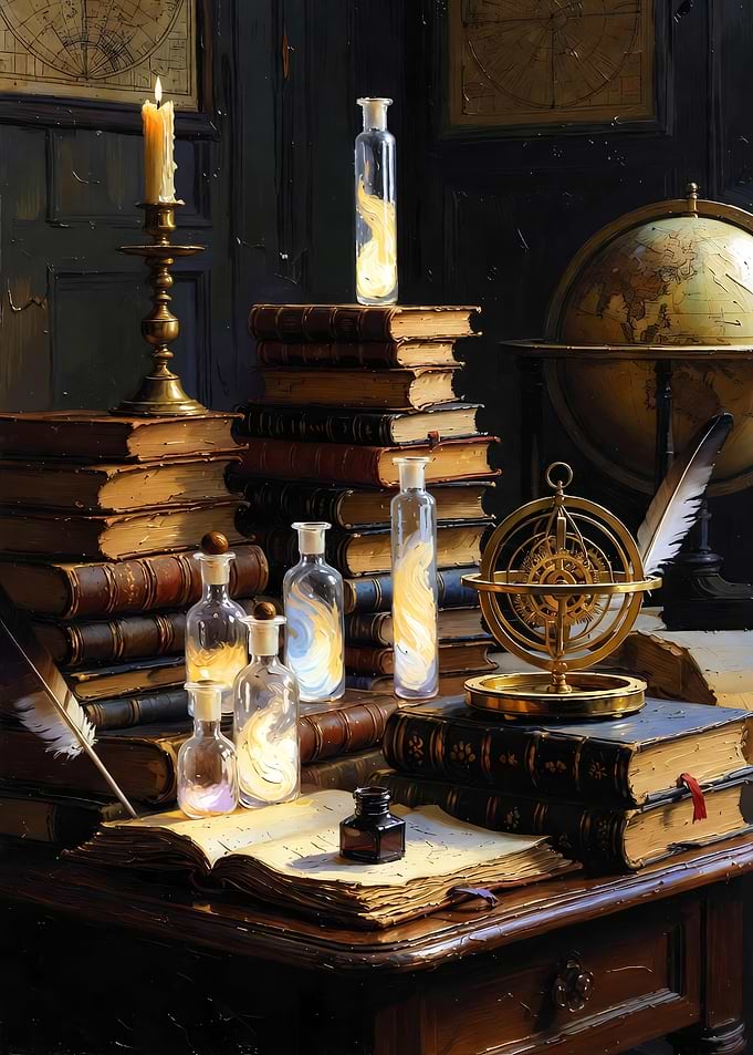 Study with Books and Globe