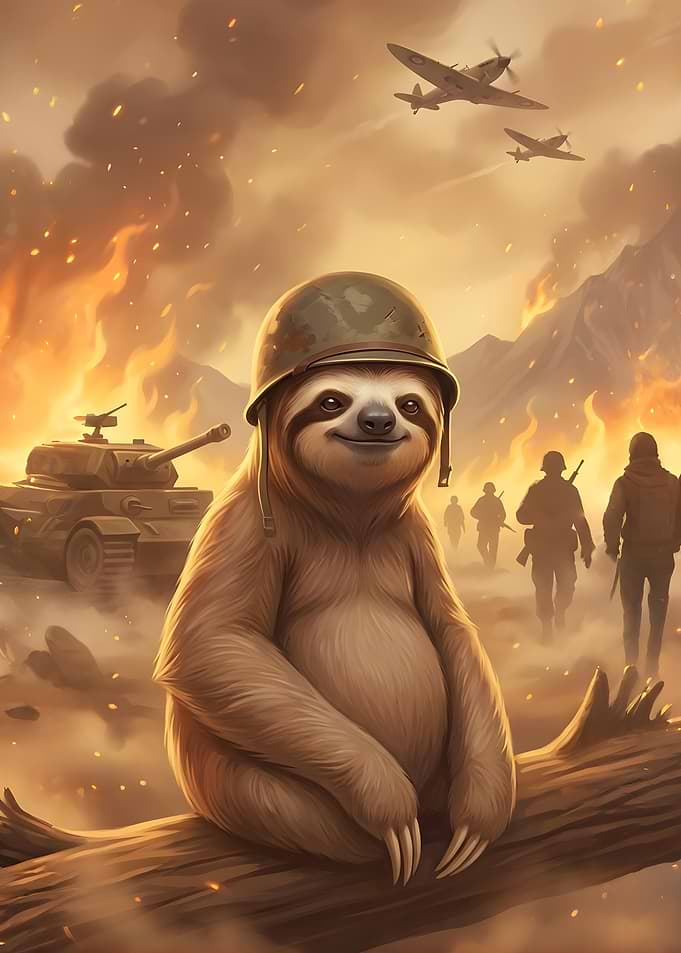 Sloth Soldier in War Zone