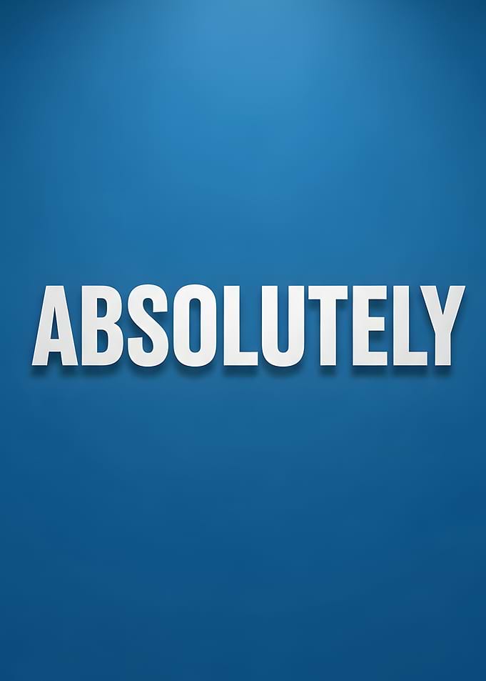Absolutely text on blue background