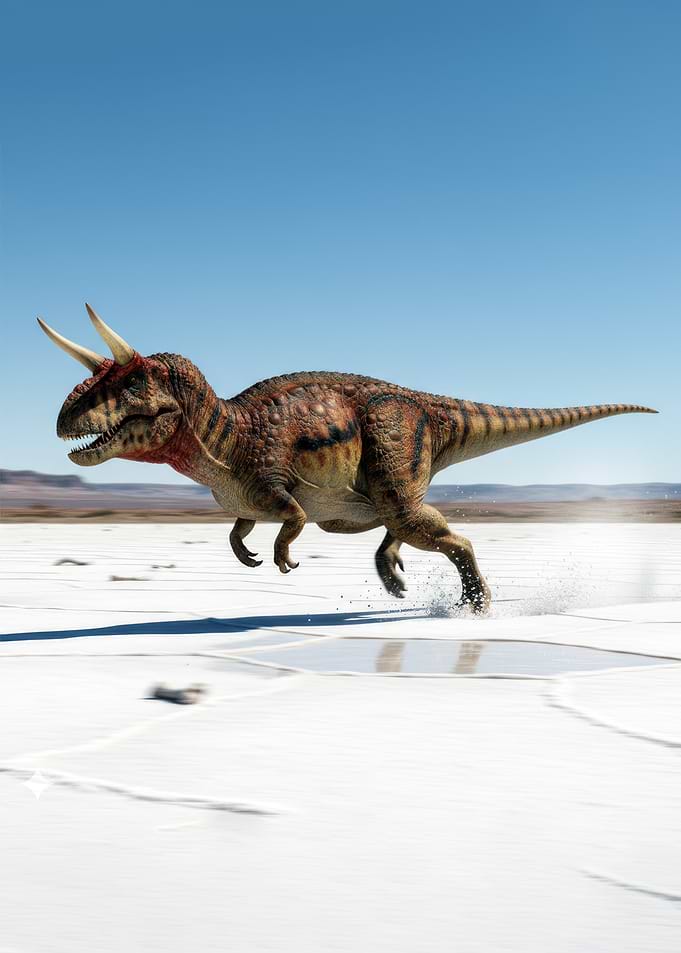 Carnotaurus Running on Saltflats