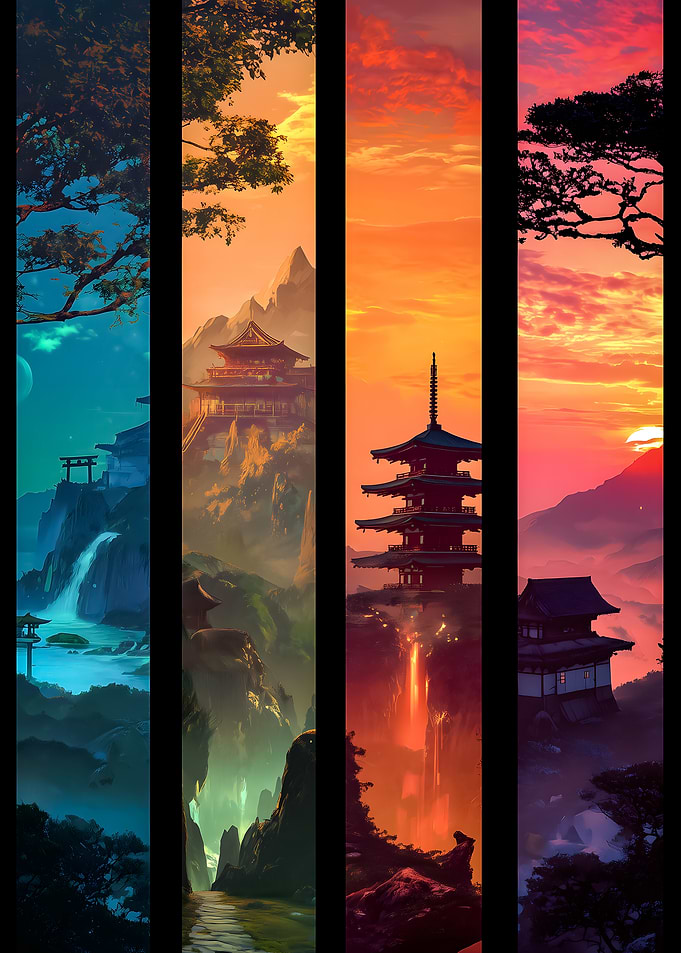 Japanese Pagodas and Landscapes