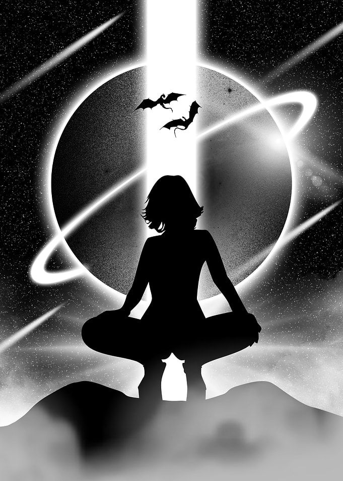 meditating in space