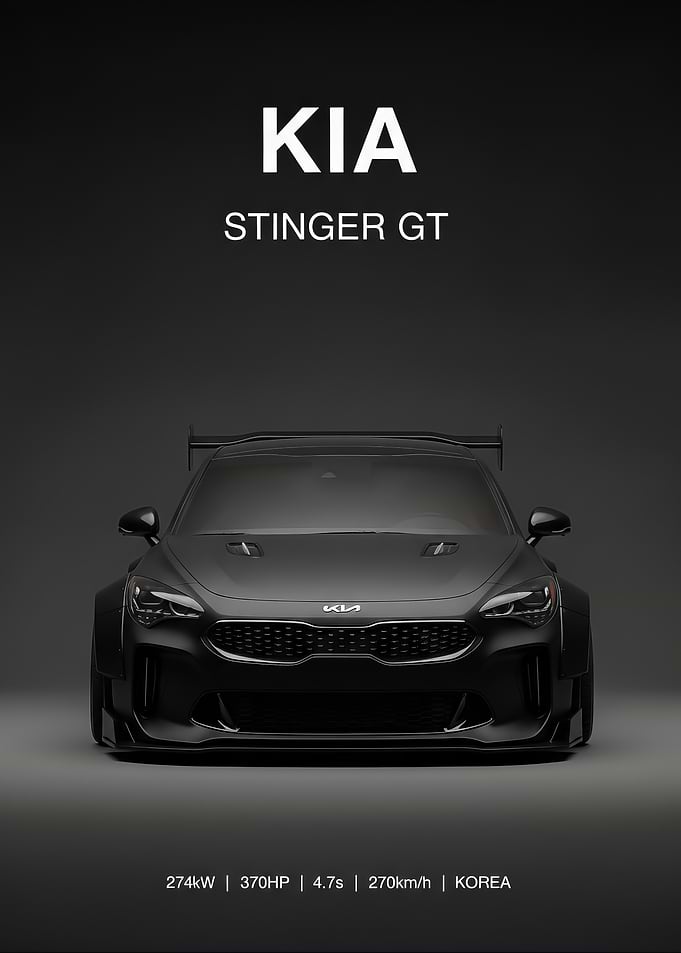 black Kia Stinger GT Car poster