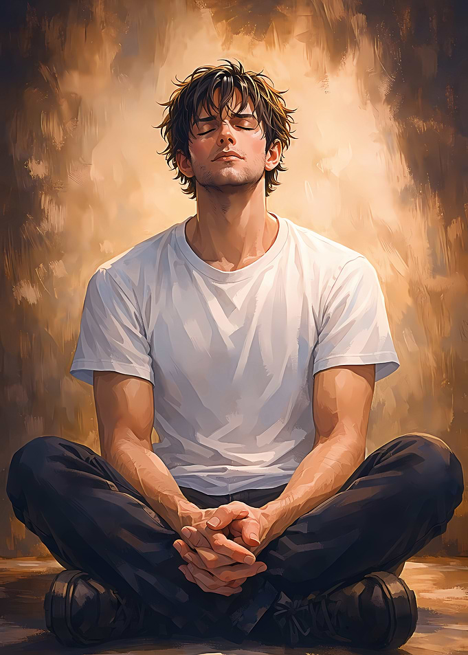 Man Meditating in Lotus Pose