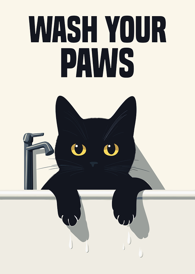 Bathroom Cat wash your Paws