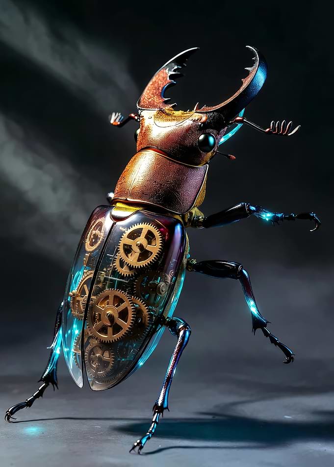 Steampunk Stag Beetle with Gears