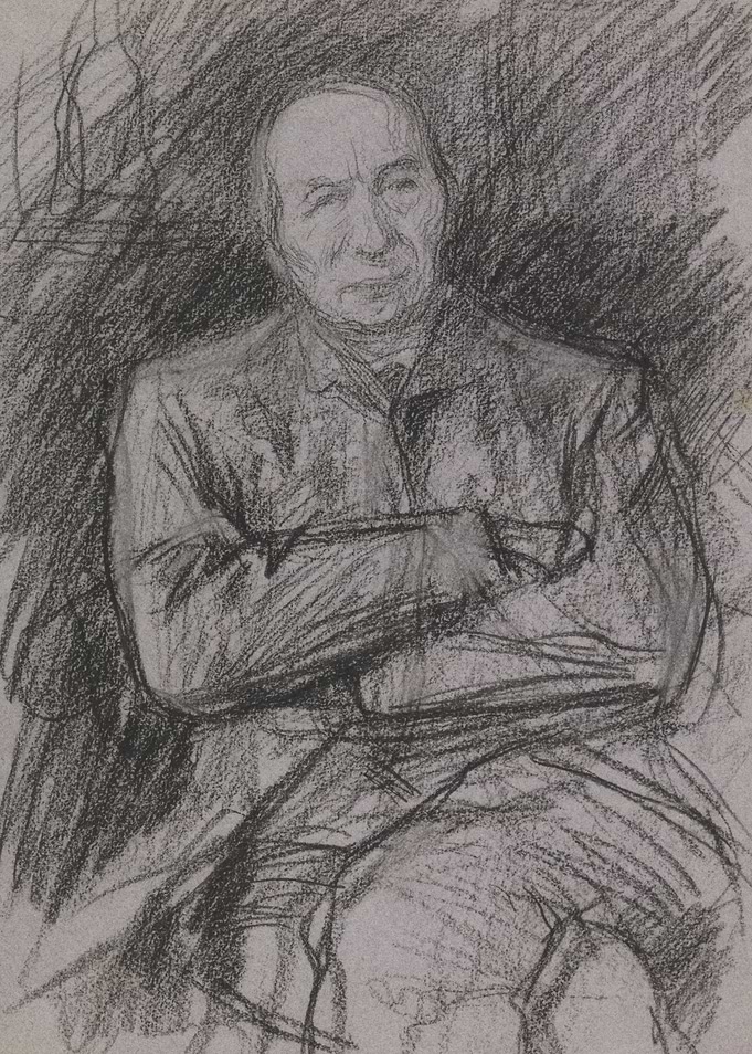 Charcoal Portrait of a Seated Man